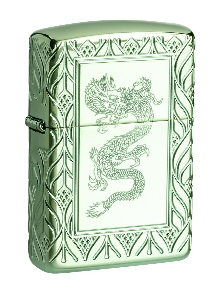 Zippo Armor High Polish Green Elegant Dragon Zippo